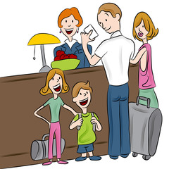 Wall Mural - Hotel Check-in Family