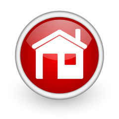 Sticker - home red circle web icon on white background