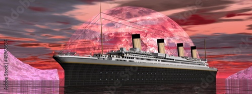 Board z aluminiowym obramowaniem Titanic łódź zmierzchem - 3d odpłacają się