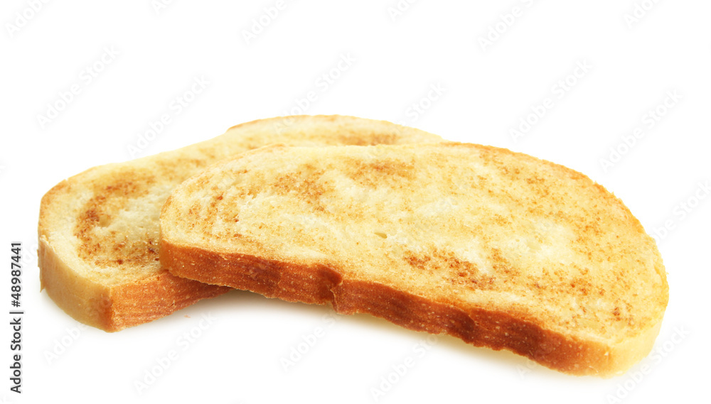 White bread toast, isolated on white