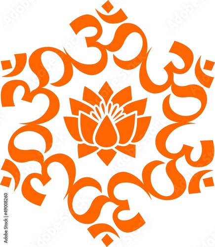 Fototapeta na wymiar OM - AUM - Lotus Mandala -Buddhistisches Symbol