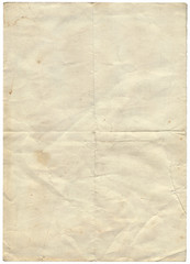 isolated old vintage folded torn paper.