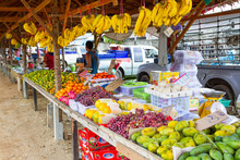 Fruits Stand On The Local Market In Khao Lak, Thailand