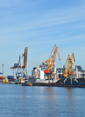  Cargo crane, ship, freight traine and coal in port