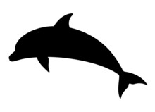 Dolphin. Vector Silhouette On A White Background.