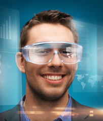 Poster - businessman with digital glasses