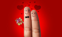 A Couple Of Fingers In Love For Valentine Day