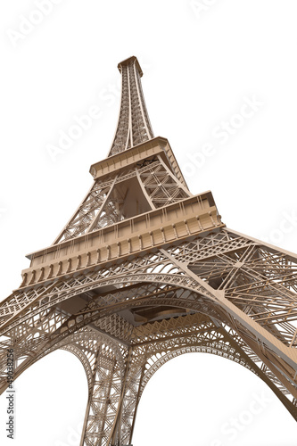 Fototapeta na wymiar Eiffel Tower Isolated on White Background