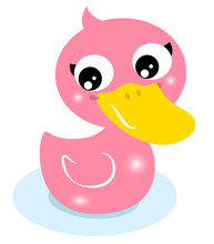 Cute Little Pink Rubber Duck Isolated On White
