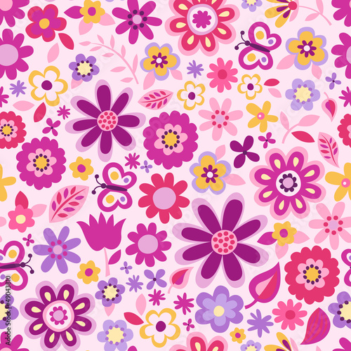 Naklejka ścienna cute floral seamless background