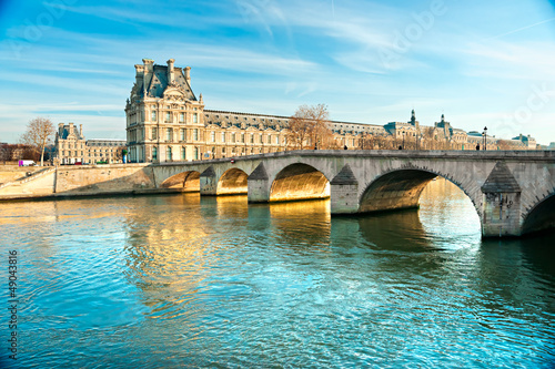 Naklejka - mata magnetyczna na lodówkę Louvre Museum and Pont du Carousel, Paris - France