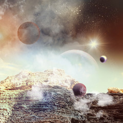 Wall Mural - Image of planets in space