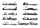 Fototapeta Sport - Silhouette sights of 11 cities of Italy