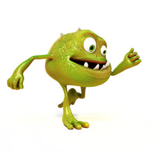 3d Rendered Illustration Of A Funny Bacteria Toon