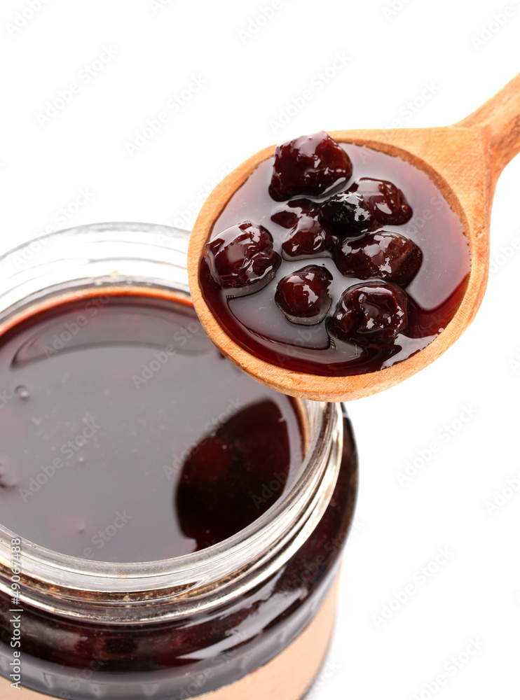 tasty berry jam, isolated on white