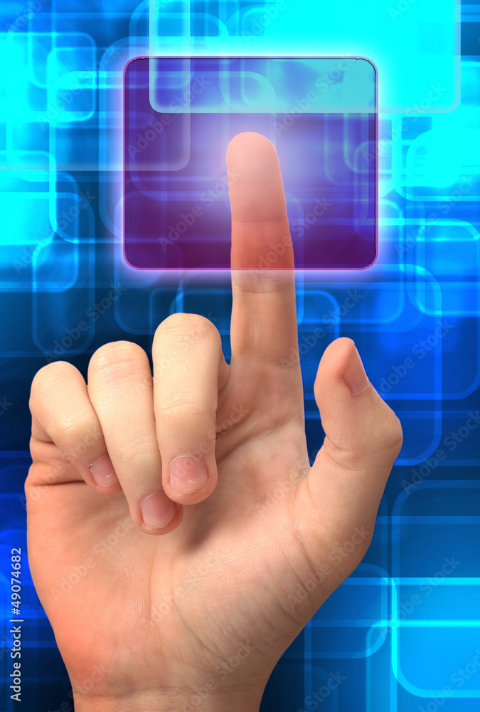 businessman hand pressing a button