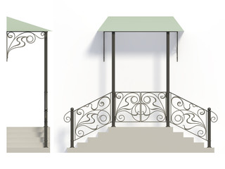 Wall Mural - Wrought iron stairs railing and canopy