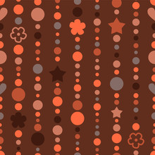 Colorful Orange Beads Strings Seamless Pattern, Vector