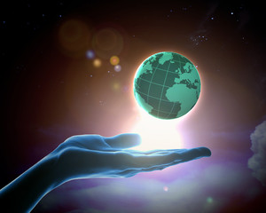 Wall Mural - image of earth planet on hand