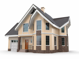 Wall Mural - House on white background. Three-dimensional image