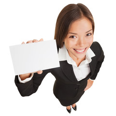 Poster - Business woman showing blank card sign