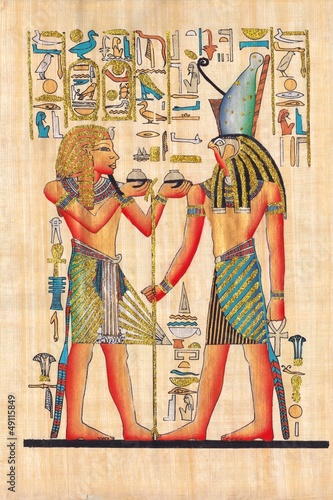Fototapeta na wymiar Scene from afterlife ceremony painted on papyrus