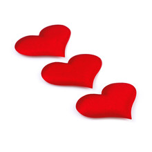 Three Red Hearts Isolated On White Background, Square
