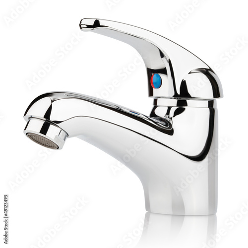 Fotografia  Closeup of faucet for water isolated on white with clipping path