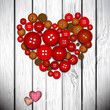 Red heart made from red buttons. Valentine's day vector backgrou