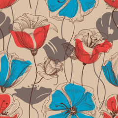 Poster - Retro floral seamless pattern vector