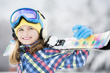 Fototapete - Skiing, winter sports - portrait of young skier