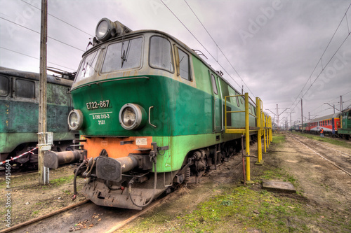 Naklejka na drzwi old green train