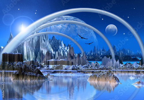 Fototapeta do kuchni Fantasy Scene With Arch Construction