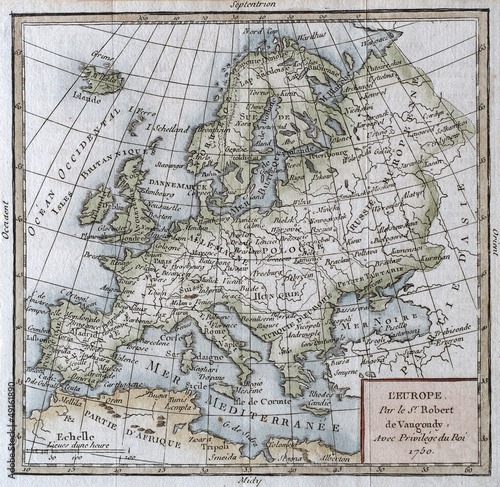 Naklejka samoprzylepna Oryginalna, zabytkowa mapa Europy