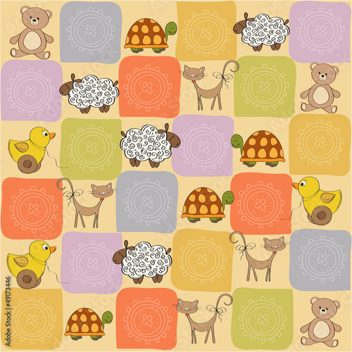 Naklejka dekoracyjna childish seamless pattern with toys