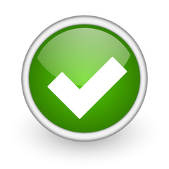 Fototapete - accept green circle glossy web icon on white background