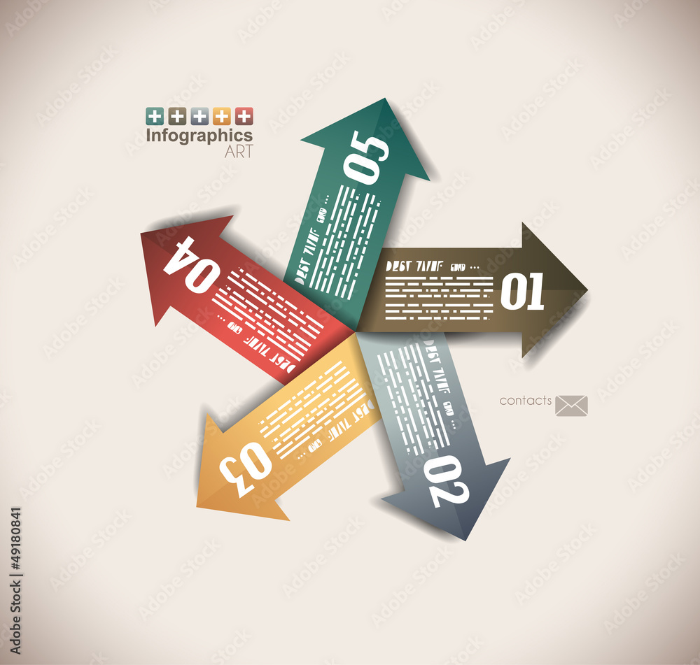 Infographics Design Template with 5 arrows Stock Vector | Adobe Stock