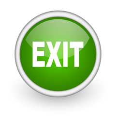 Poster - exit green circle glossy web icon on white background