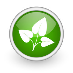 Leinwandbilder - eco green circle glossy web icon on white background