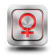 Female symbol aluminum glossy icon, button