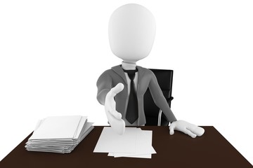 3d man businessman hand shake over desk