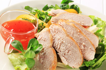 Sticker - Sliced chicken breast with salad and sweet chilli sauce