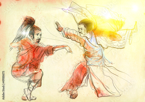 Dekoracja na wymiar  kung-fu-rano-chinska-sztuka-walki-rysunek-odreczny