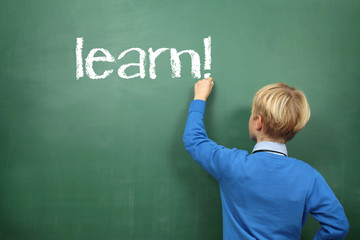 Wall Mural - learn  Schoolboy at the Blackboard