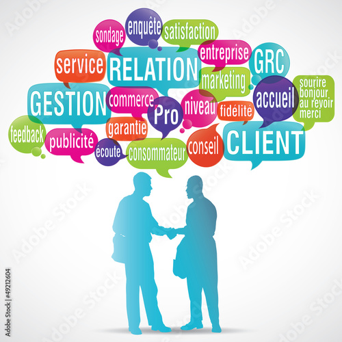 Fotografie, Tablou nuage de mots bulles silhouette : gestion relation client