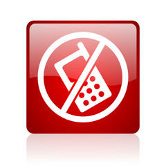 Aufkleber - no phones red square glossy web icon on white background