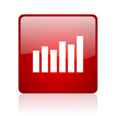 Fototapete - bar graph red square glossy web icon on white background
