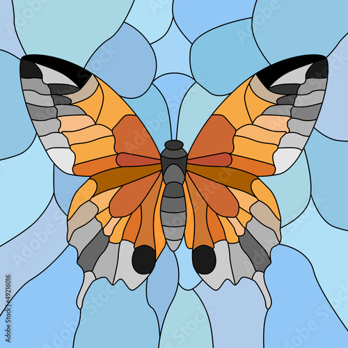 Obraz w ramie Vector of butterfly in mosaic.