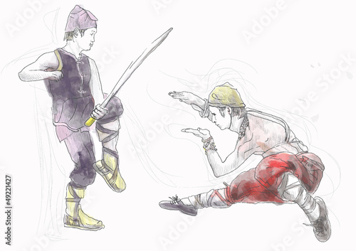 Obrazy Kung fu  kung-fu-chinska-sztuka-walki-reczne-rysowanie-do-wektora