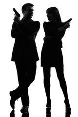 Poster - couple woman man detective secret agent criminal  silhouette